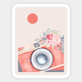 Watercolor Floral Vintage Camera Sticker